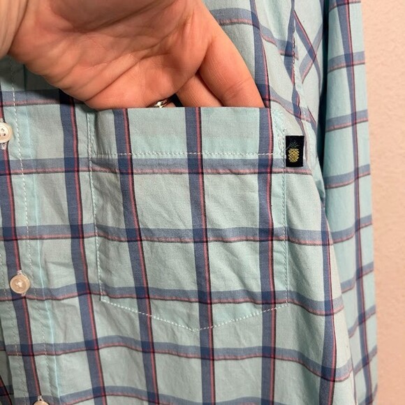 Chubbies Mens Long Sleeve Button Down Shirt M Blue Plaid Cotton Blend Preppy - Picture 4 of 7